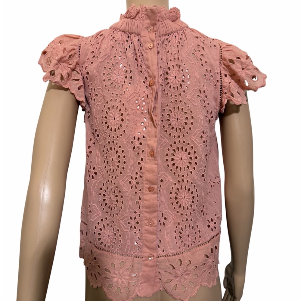 Sea New York Pink Eyelet Button Down Shirt - Picture 3 of 8